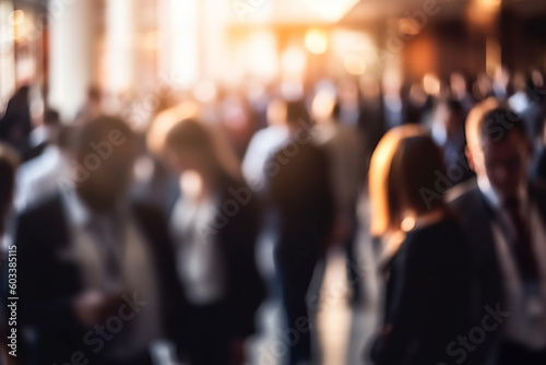 Canvastavla Blurred background of a corporate event or conference, business, blurred Generat