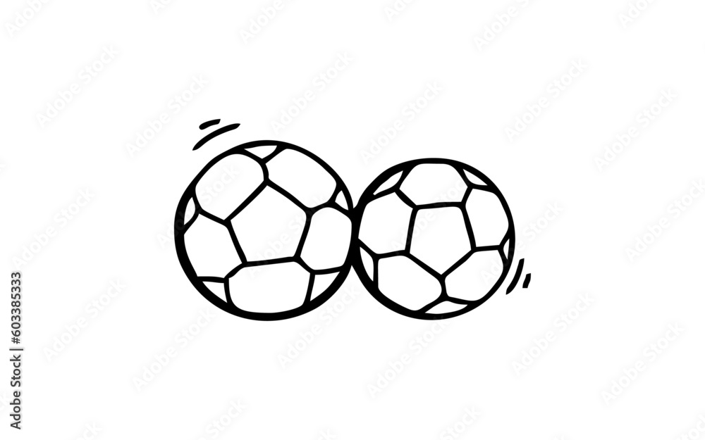 Fototapeta premium SOCCER BALL Doodle art illustration with black and white style.