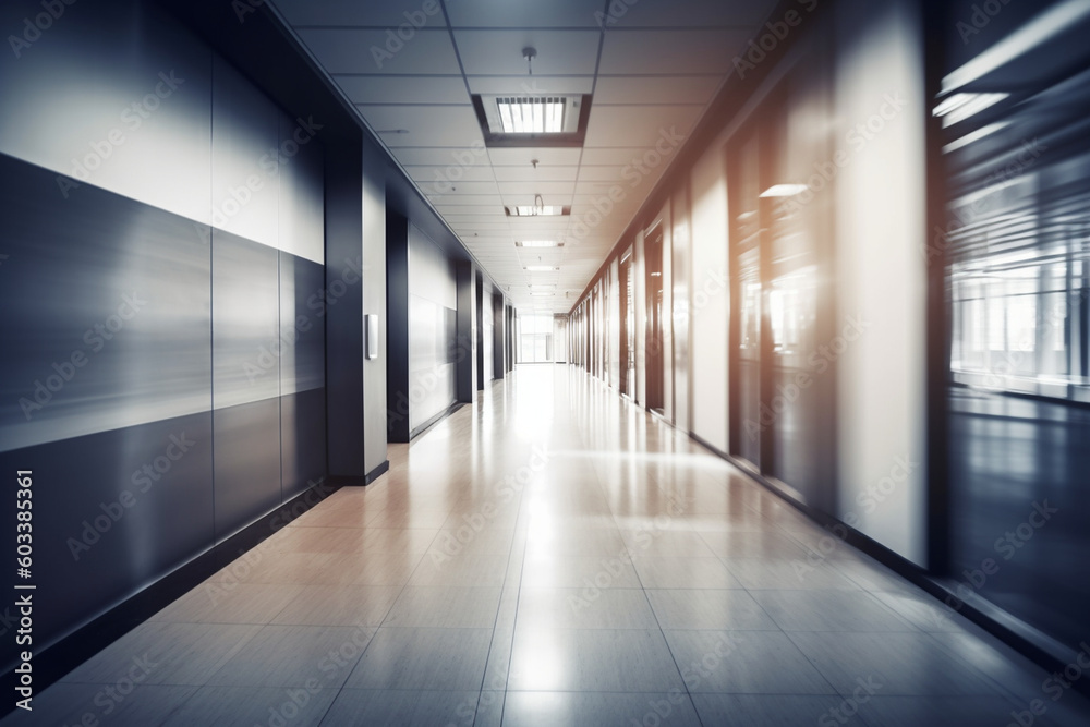 Blurred office corridor with motion blur effect, business, blurred Generative AI Blurred office corridor with motion blur effect, business, blurred Generative AI