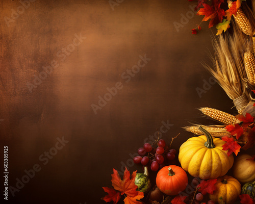 Thanksgiving day or Halloween Festive autumn decor from pumpkins, berries, and leaves on a white wooden background. Flat lay Seasonal composition with copy space. pumpkin top view, holiday, dark