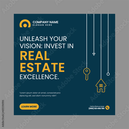 Modern Real Estate Social Post Design Template	