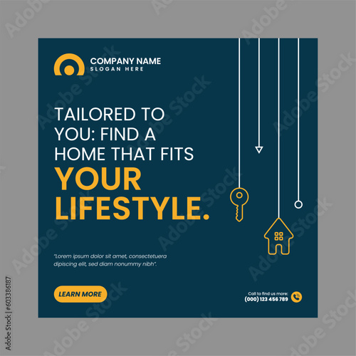 Modern Real Estate Social Post Design Template	