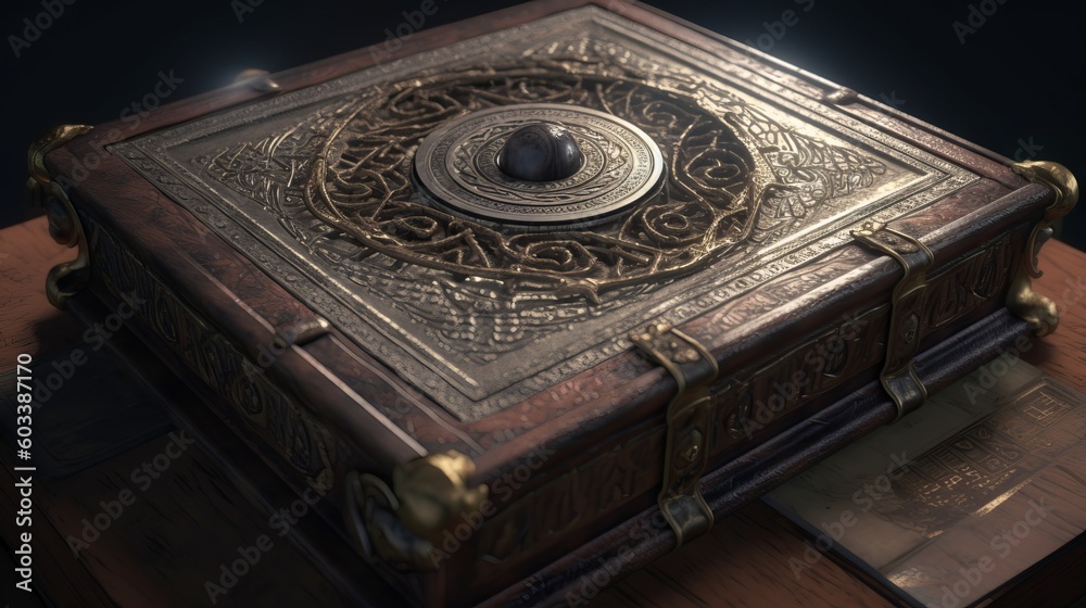 An ancient ornate intricate old tome spell book An ancient ornate intricate old tome spell book