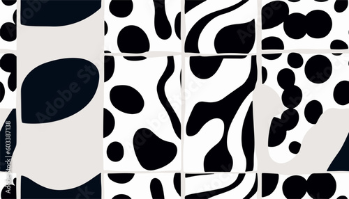 Minimalist black and white trendy abstract print. Modern vector template for design