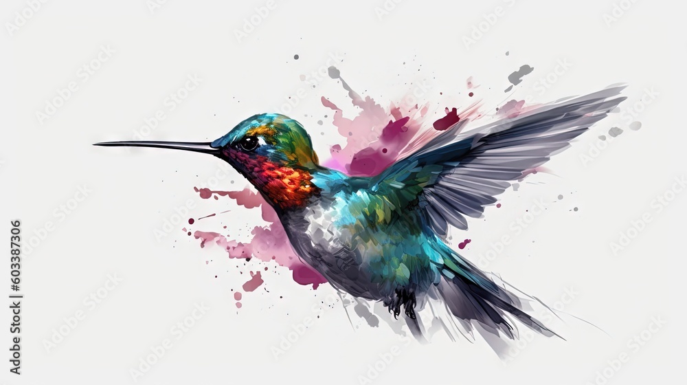 a colorful hummingbird flying in the air with its wings spread. generative ai a colorful hummingbird flying in the air with its wings spread. generative ai