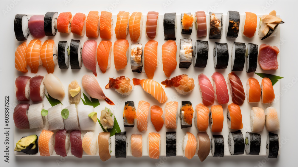sushi isolated on a white background. generative ai sushi isolated on a white background. generative ai