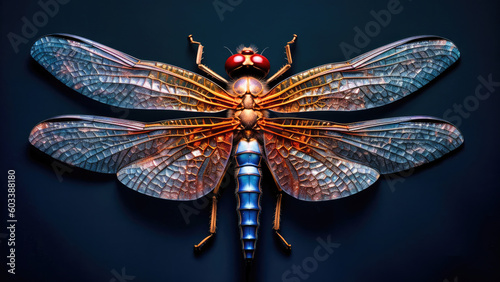 dragonfly armored body macro shot close up, Generative AI