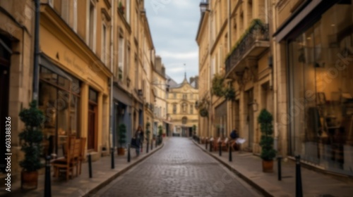 Blurred Empty Street of Paris  perfect for background or presentation. City architecture image  blur. Generative AI illustration.