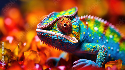 vibrant chameleon macro shot close up, Generative AI © AstralAngel