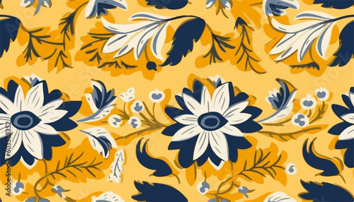 Modern ethnic floral ornamental pattern. Hand drawn abstract organic shapes print. Collage contemporary design