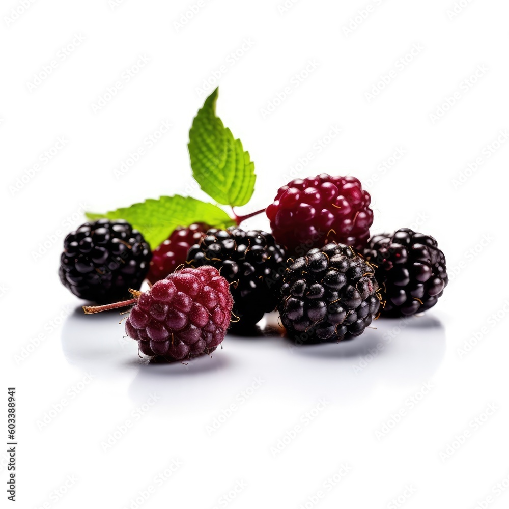Boysenberries isolated on white background (generative AI) Boysenberries isolated on white background (generative AI)