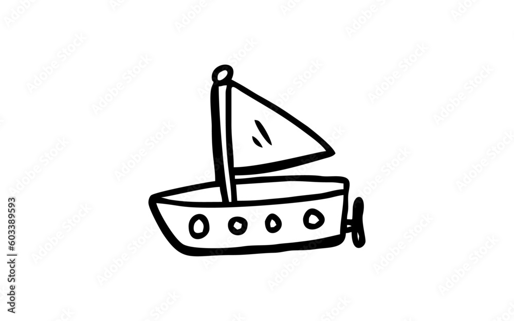 SHIP Doodle art illustration with black and white style. SHIP Doodle art illustration with black and white style.