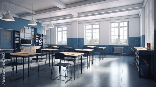 High school classroom interior