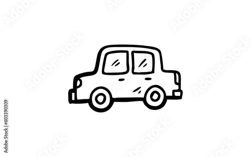 CAR TRANSPORTATION Doodle art illustration with black and white style.