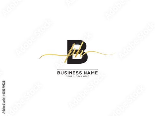 Stylish BPH Signature Letter Logo, Luxury bph pbh Typography Logo Design white background