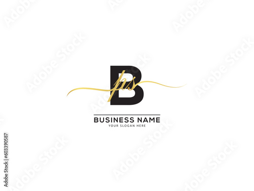 Stylish BPS Signature Letter Logo, Luxury bps pbs Typography Logo Design white background