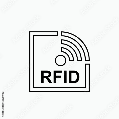 RFID or Radio Frequency Identification Vector Icon for Apps and Websites.  