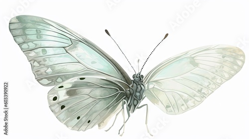  a white butterfly with black spots on it's wings. generative ai