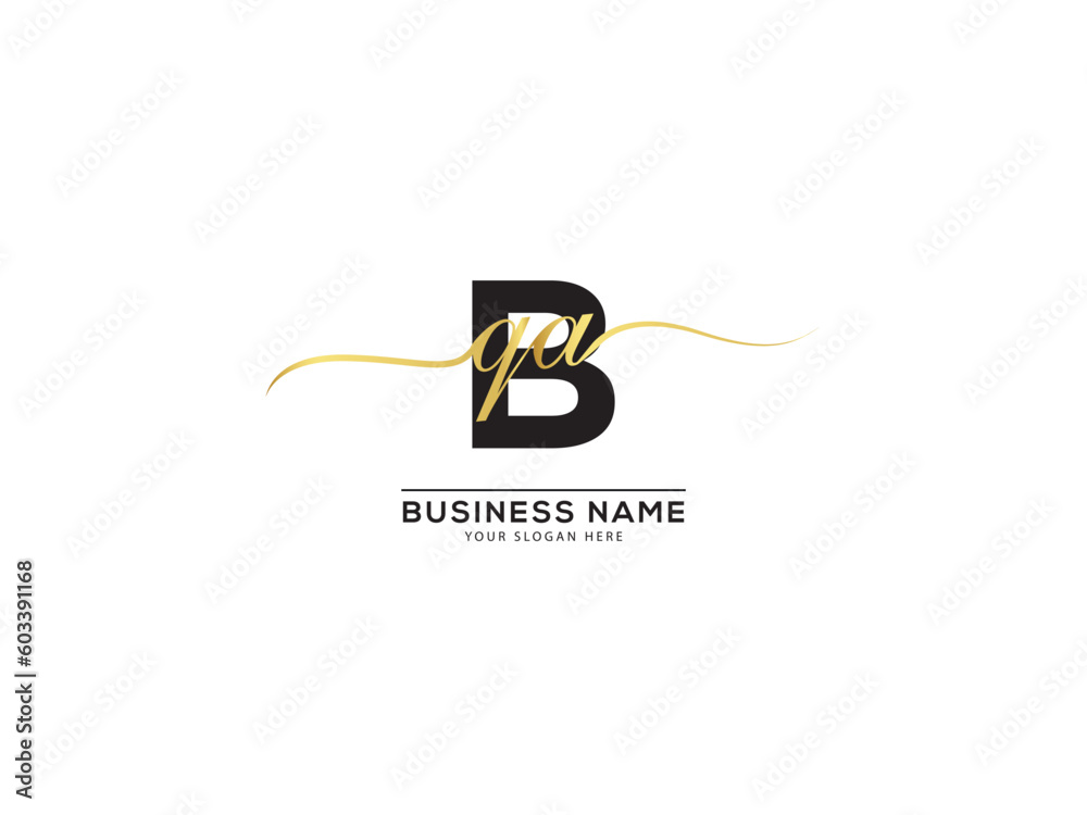 Abstract BQA fashion logo, modern bqa qba logo icon with signature ...