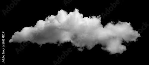Large white clouds isolated on black background, wide,horizontal