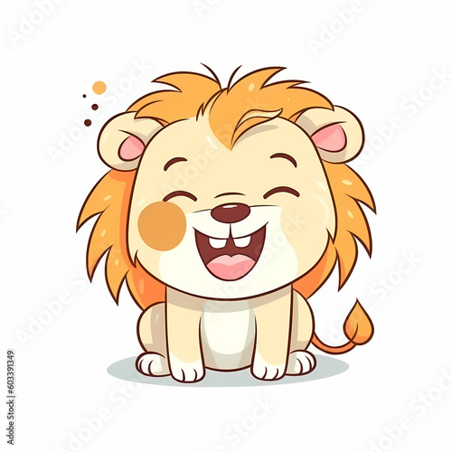 Lion Doodle Cartoon. Generative AI