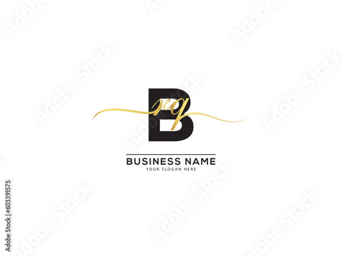 Minimal Shape Brq Logo, Lettering Brq b r q Initial Luxury Signature Logo photo