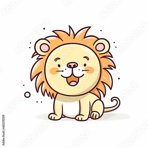 Lion Doodle Cartoon. Generative AI