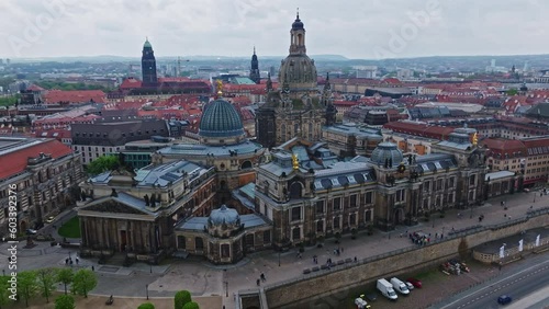 Wallpaper Mural Drone shot of the Kunsthalle in Lipsius building, known and crowned as the art academy, on the Brühlsche Terrasse, where the Dresden University of Fine Arts is also located . Dresden , Germany Torontodigital.ca