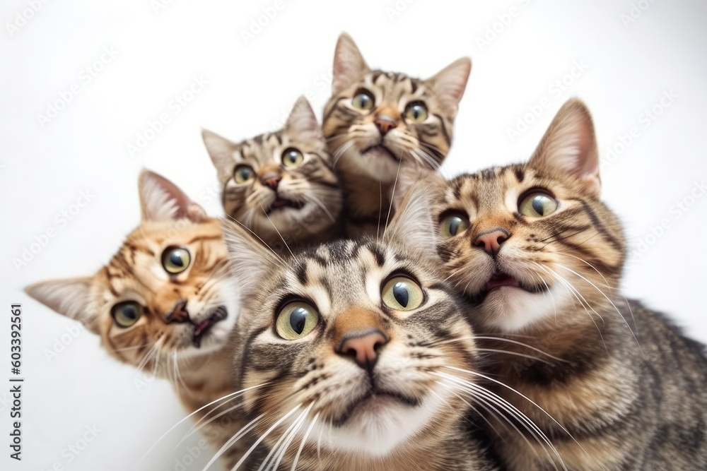 Happy Cats on isolate background, Generative AI