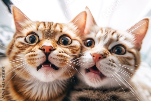 Happy Cats on isolate background  Generative AI