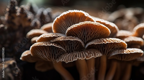 Closeup of portabella mushroom gills. AI Generated