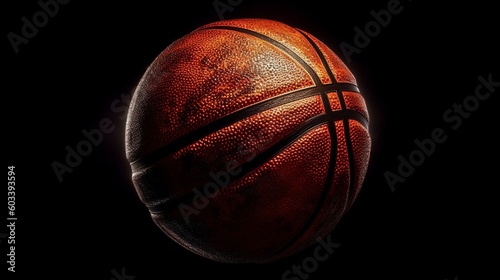 Basketball ball on studio background, creative banner.. AI Generated © Denys