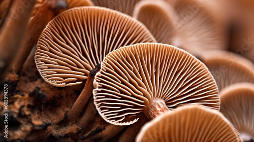 Closeup of portabella mushroom gills. AI Generated