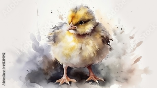  a watercolor painting of a small bird on a white background.  generative ai © Nadia