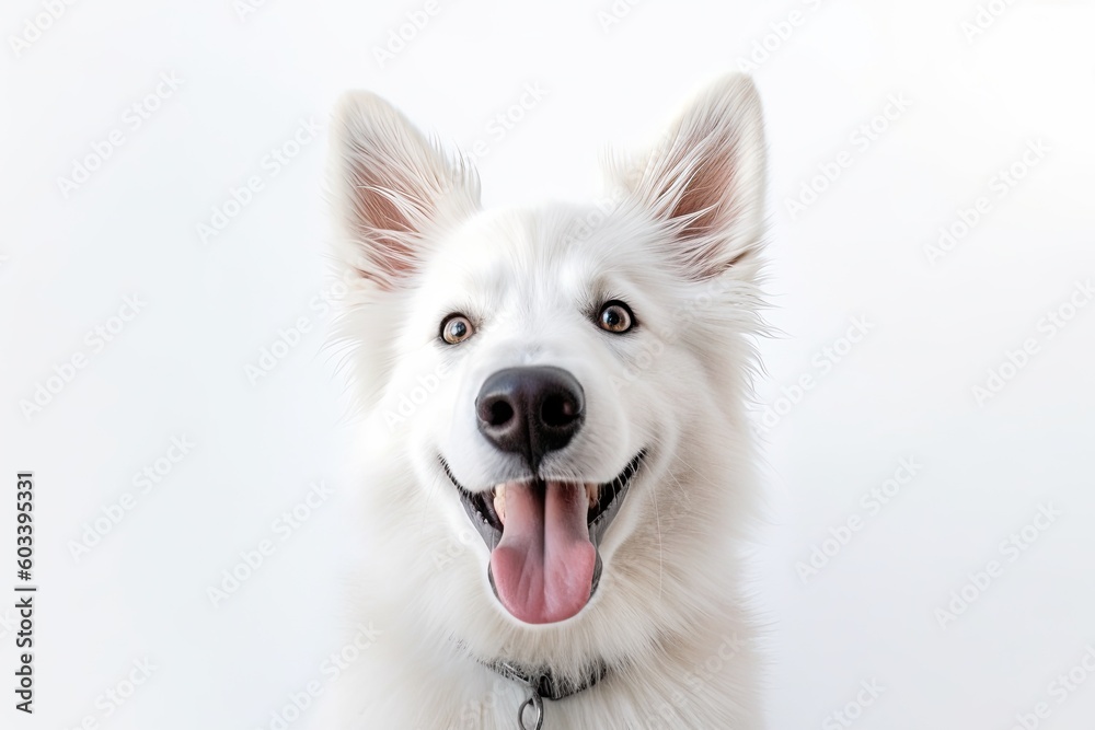 Happy puppy dog smiling on isolated  background, Generative AI