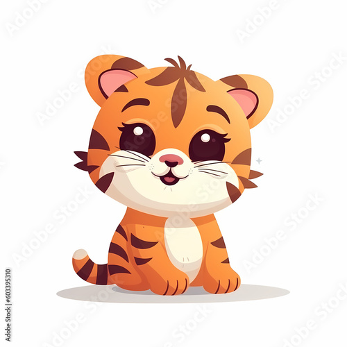 Tiger Cartoon Illustration. Generative AI