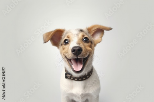 Happy puppy dog smiling on isolated background, Generative AI
