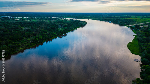 Aerial Drone Fly Above Pantanal Tropical Wetland Natural Region Flooded of Grasslands  Brazilian Mato Grosso do Sul
