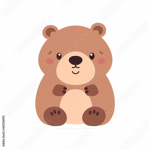 Simple Cute Bear Flat Color. Generative AI