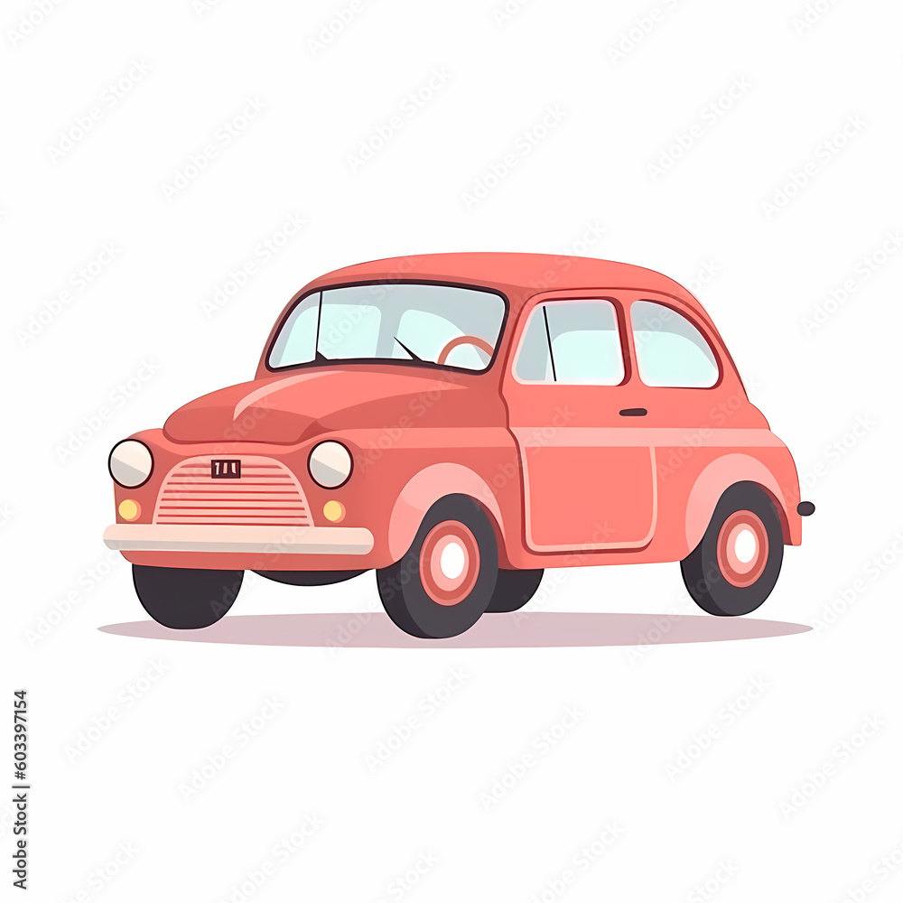 Car Cartoon Isolated White. Generative AI