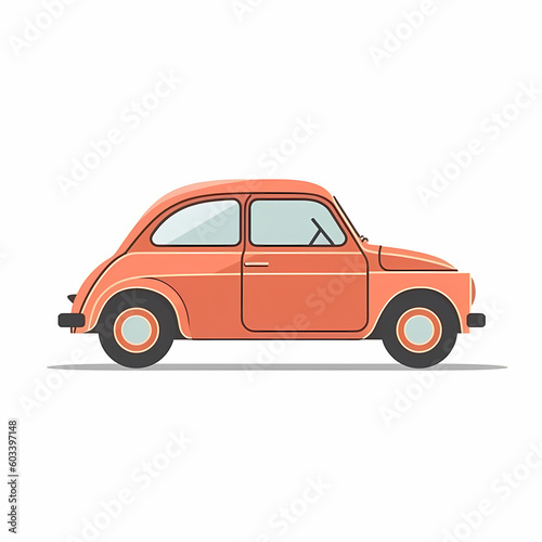 Car Cartoon Isolated White. Generative AI