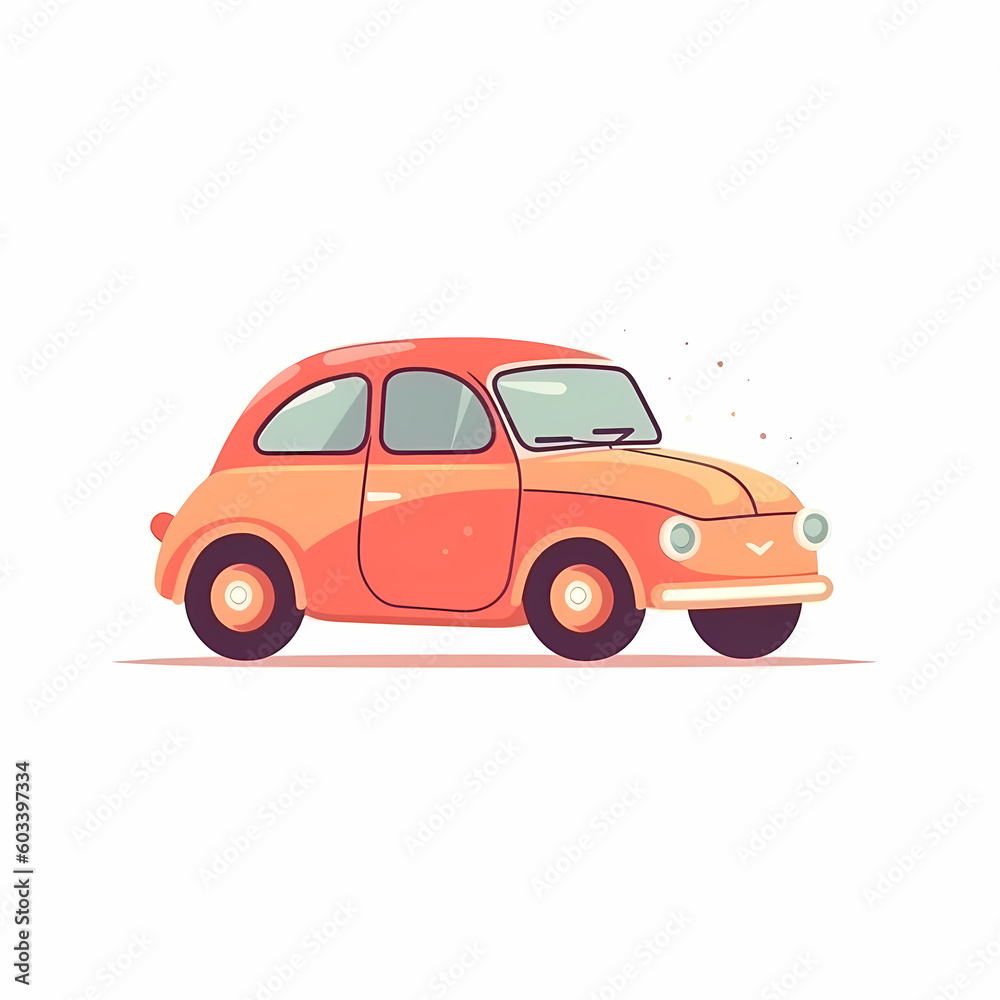 Car Cartoon Isolated White. Generative AI