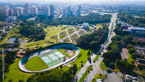Vászonkép aerial cityscape curitiba skyline Brazil botanical garden
