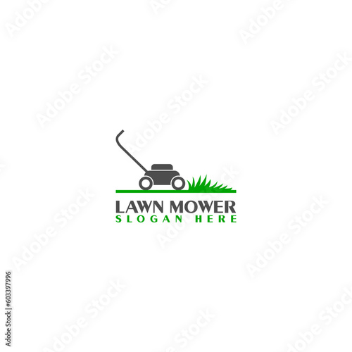 Lawn mower home service logo design template isolated on white background