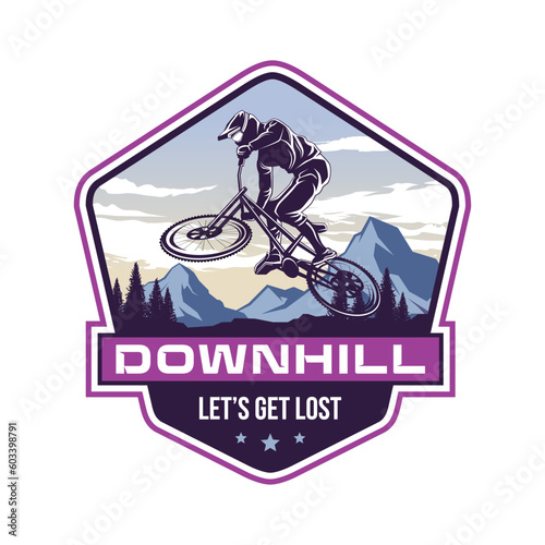 Mountain bike logo. bicycle downhill vintage logo illustration vector