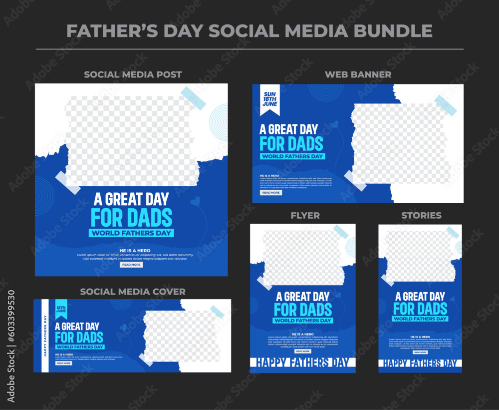 Naklejka premium Fathers day flyer social media post stories cover banner design template with torn paper design
