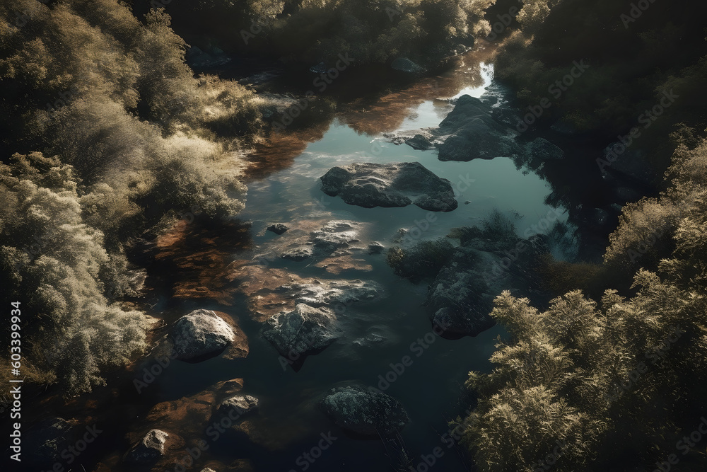 Fototapeta premium Freshwater landscape. Generative AI
