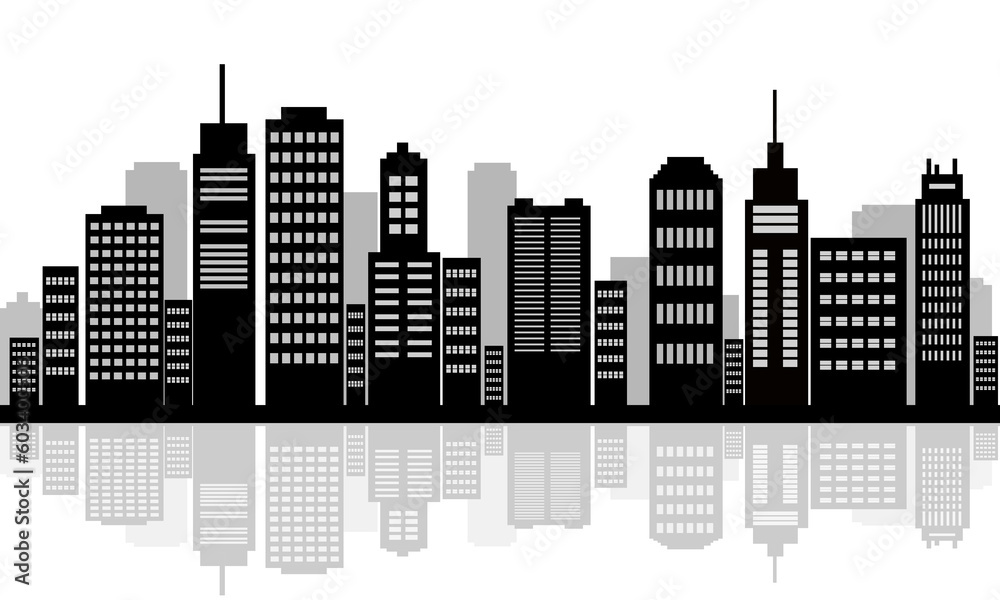 Downtown landscape with buildings concept vector illustration