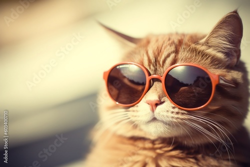 Stylish Sunglasses: Cat with a Sense of Humor. Generative AI