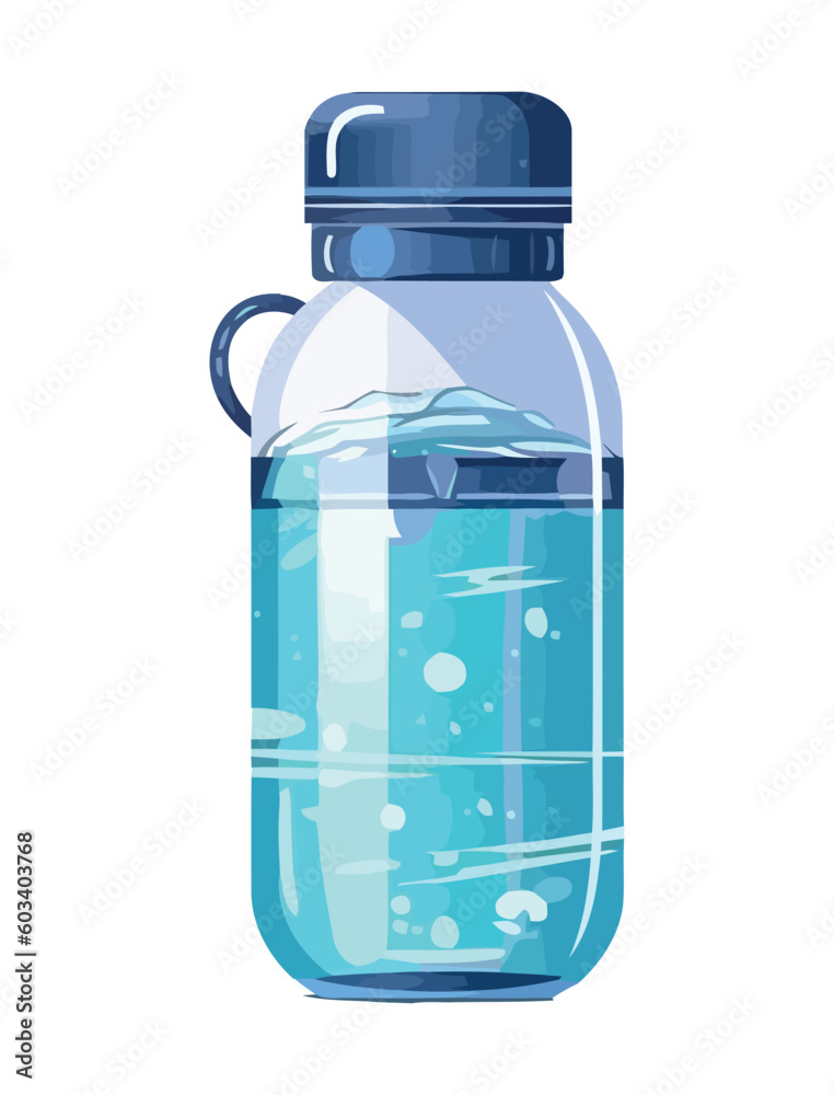 Blue bottle icon with purified water Blue bottle icon with purified water